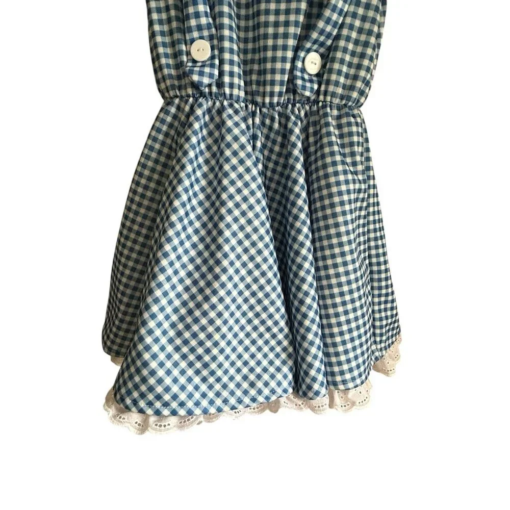 Wizard Of Oz Dorothy Dress Medium Girls Check Costume Cottagecore Halloween - Picture 5 of 8